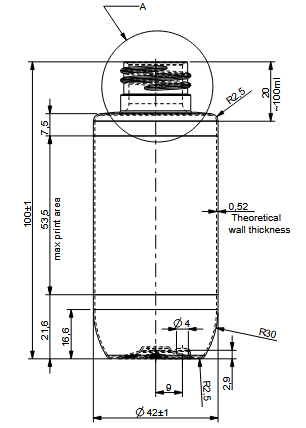 Clear PET bottle 100 ml, neck 24/410