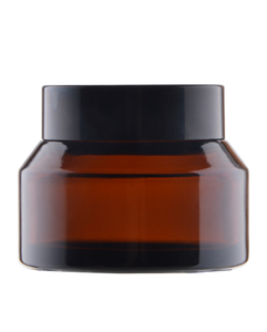 Amber glass jar 50 ml, black ABS lid