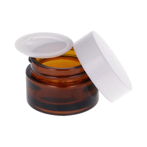 Słoik szklany brązowy 15 ml, Nakrętka ABS biała, Przekładka PP biała