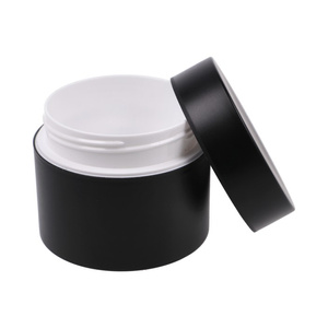 Słoik 100 ml PP czarny, biały termos, Nakrętka czarna matowa PP