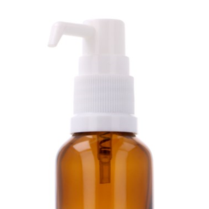 Pompka z aplikatorem biała PP - gwint DIN 18, Nasadka bezbarwna PP