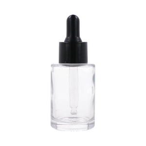 Clear 30 ml bottle, Glass, Black pipette, Glass