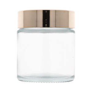 Clear glass jar 100 ml, PP gold cap 