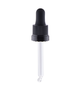 Pipette DIN 18 glass tube 77 mm, black suction cup and nut with warranty ring