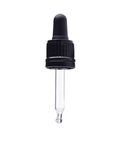 Black dropper DIN 18, black TPE bulb, glass tube 57 mm