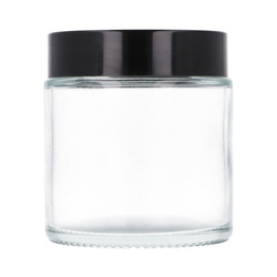 Słoik 100 ml szklany bezbarwny, Nakrętka czarna ABS, Przekładka biała PE