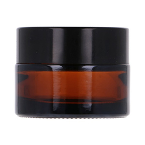 Słoik szklany brązowy 15 ml, Nakrętka ABS czarna, Przekładka PP biała