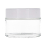 Clear glass jar 50 ml, White ABS lid, White PP liner