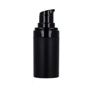 Black PP airless 15 ml, black pump, black cap