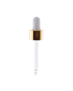 Glass pipette 77mm, gold DIN 18 cap, white suction cup