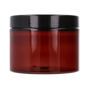 Słoik brązowy PET 500ml, Nakrętka czarna PP