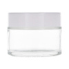 Clear glass jar 50 ml, White ABS lid, White PP liner
