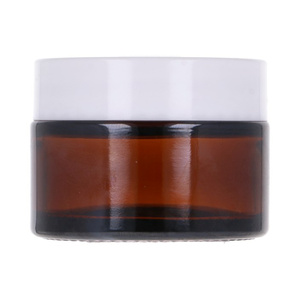 Słoik szklany brązowy 30 ml, Nakrętka ABS biała, Przekładka PP biała 