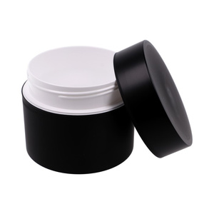 Słoik 200 ml PP czarny, biały termos, Nakrętka PP czarna matowa