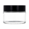 Clear glass jar 50 ml, ABS black cap, PP white spacer
