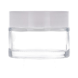 Clear glass jar 30 ml, ABS white cap, PP white spacer 