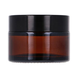 Słoik szklany brązowy 30 ml, Nakrętka czarna, Przekładka biała 