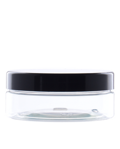 Clear PET jar 200 ml, Black PP lid