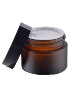 Słoik 50 ml brązowy matowy, Szkło, Nakrętka czarna ABS, Przekładka biała PP