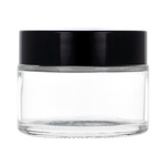 Clear glass jar 50 ml, Black ABS lid, White PP liner