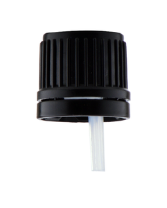 PE cap black - DIN 18 thread, PE dropper colorless