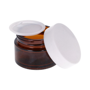 Słoik szklany brązowy 30 ml, Nakrętka ABS biała, Przekładka PP biała 