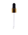 Glass Dropper neck DIN 18, tube 77 mm, black silicone bulb, gold aluminum collar