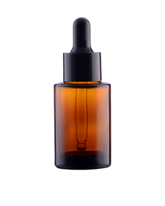 Amber glass bottle 30 ml, Black dropper with glass tube, Natural reducer PP