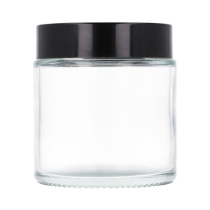 Słoik 100 ml szklany bezbarwny, Nakrętka czarna ABS, Przekładka biała PE