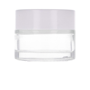 Clear glass jar 15 ml, White ABS lid, White PP liner